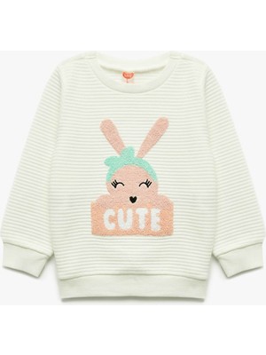 Koton  Ekru Kız Bebek Sweatshirt 6WMG10008AK
