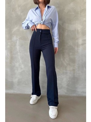 Önü Cumalı Ithal Krep Pantolon