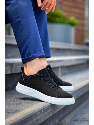 KB-X204 Kuback Siyah Keten Beyaz Yüksek Taban Günlük Erkek Spor Ayakkabı