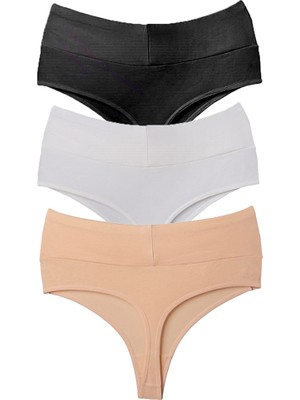 Vanilya Secret Tanga Yüksek Bel Toparlayıcı Pamuk 3'lü Paket