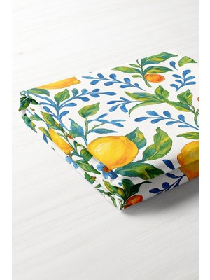 Limoncello Sulu Boya Limonlar Dekoratif Masa Örtüsü - 130X204CM