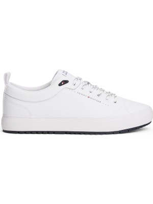 Tommy Hilfiger Geri Dönüştürülmüş Suni Deri - Geri Dönüştürülmüş Polyester Beyaz Erkek Günlük Ayakkabı Th Hı Vulc Core Low Cleat Lth