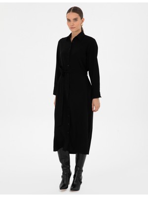 Pierre Cardin Kadın Siyah Comfort Fit Dokuma Elbise 50318230-VR046
