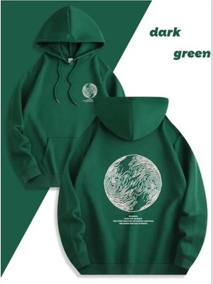 Lazarus Arka Göğüs Baskılı Kapüşonlu Cepli Pamuklu Yeşil Sweatshirt