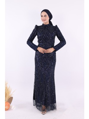 Taşlı Abiye 7143 Lacivert