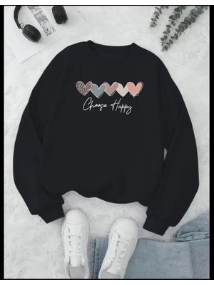 Chance Happy Baskılı Sweatshirt