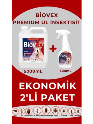 Premium Ul Haşere Ilacı Hamam Böceği, Tahta Kurusu, Karınca Kene Karasinek 5L+500ML