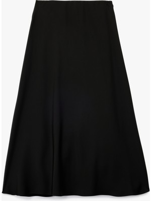 Midi Boy Çan Kesim Saten Kloş Etek