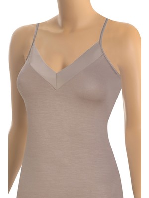 Öts Kadın Atlet Saten Yaka Ip Askılı (%90 Viskon - %10 Elastan)