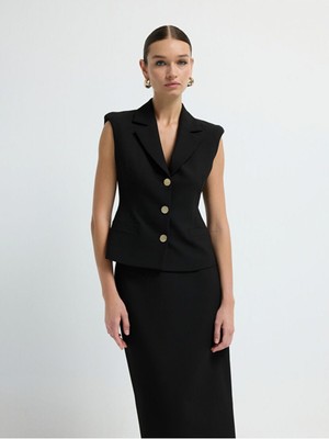 Adl Peplum Yelek Siyah 17943340004