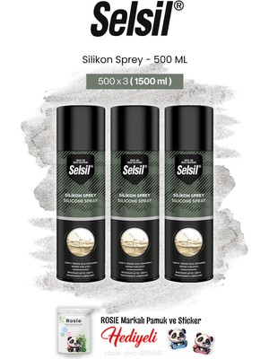 Selsil 3'lü Silikon Sprey, 500 ml ve Rosie Pamuk