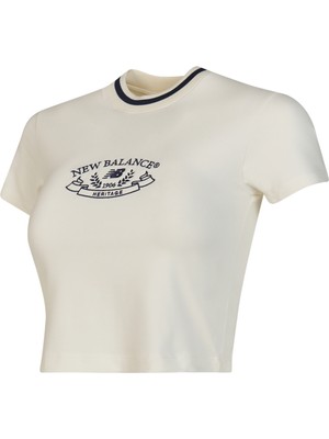 New Balance Lifestyle Kadın Bej T-Shirt