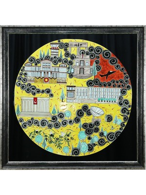 E38 El Işçiliği  Aynalı Çini Işleme Tablo 98X98 cm ( 35 Kğ ) - 6363