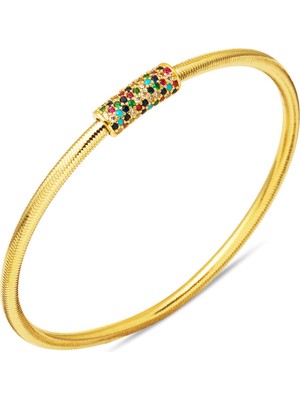Renkli Taşlı 14 Ayar Altın Italyan Bileklik
