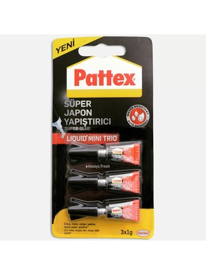 Pattex Süper Japon Mini Trio 1g - 3lü Blister  Yapıştırıcı ve Bantlar