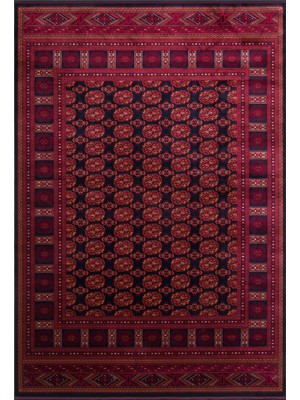 Herat HER03 Navy Nostaljik Afgan Desenlerini Viskon Yumuşaklığı ile Buluşturan Ince Makine Halısı