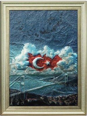 E38 El Işçiliği  Aliminyum Kabartma Tablo 62X82 cm - 6355