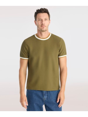 Yargıcı Ribana Detaylı Erkek Bisiklet Yaka T-shirt