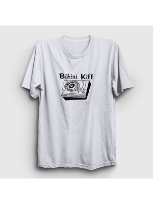 Presmono Unisex Beyaz Logo Bikini Kill T-Shirt