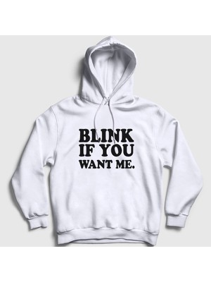 Presmono Unisex Beyaz Blink If You Want Me Eastbound And Down Kapüşonlu Sweatshirt