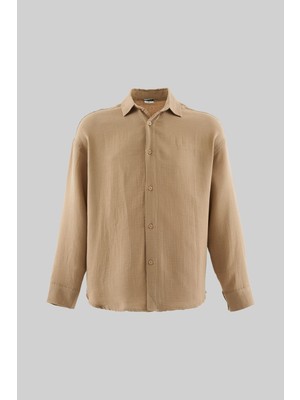 Erkek Basic Uzun Kollu Cotton Camel (Deve Tüyü) Gömlek