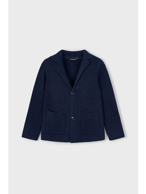 Mayoral Erkek Çocuk Triko Ceket Yaka Cepli Lacivert Ceket - %60 Pamuk, Şık ve Konforlu Tasarım