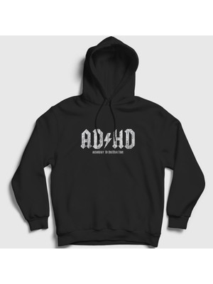 Presmono Unisex Siyah Adhd Highway To Distraction Ac Dc Kapüşonlu Sweatshirt