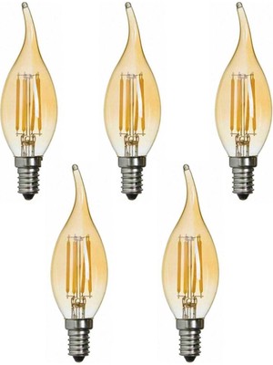 Rustik Kıvrık Ta3 4W E14 Amber LED Ampul 300LM (5’li Paket)