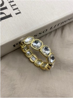 Hedef Bujiteri Gold Renk Gümüş Kristal Taşlı Lastikli Bileklik Baget Model Unisex Kullanıma Uygun