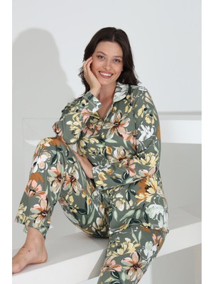 Etoile %100 Pamuk Uzun Kol Önden Düğmeli Kadın Pijama Takımı 98242