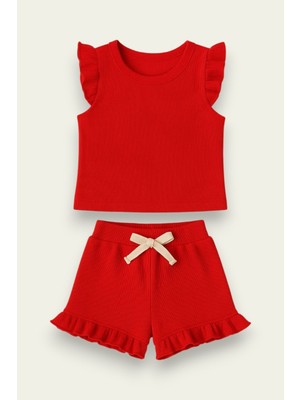 Fırfırlı Kız Çocuk Şort Takım