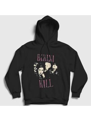 Presmono Unisex Siyah Poster Band Bikini Kill Kapüşonlu Sweatshirt