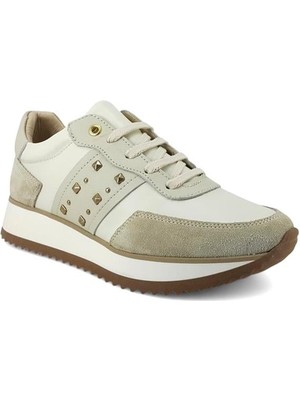 Mammamia 560 Hakiki Deri Günlük Kadın Ayakkabı-Bej