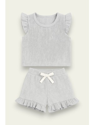 Fırfırlı Kız Çocuk Şort Takım