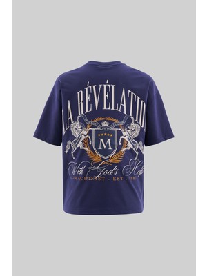 Erkek La Revelation Printed Oversize Lacivert Tişört