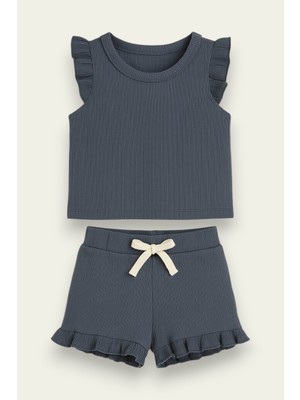 Fırfırlı Kız Çocuk Şort Takım