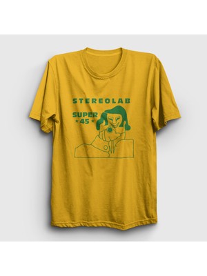 Presmono Unisex Sarı Super 45 Stereolab T-Shirt