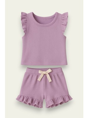 Fırfırlı Kız Çocuk Şort Takım