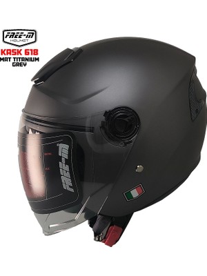Free-M 618 Yarım Kask Mat Titanyum(Güneş Vizörlü)