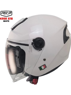 Kuzey Motor Free-M 618 Yarım Kask Beyaz CE Onaylı Güneş Vizörlü ABS Malzeme ile Üretilmiştir