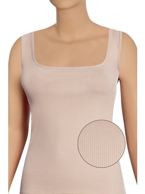 Öts Kadın Atlet Kalın Askılı Fitilli U Yaka (%96 Pamuk - %4 Elastan)