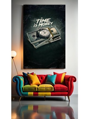Özkacar Group Time Is Money Iı Ev Duvar Salon Güzellik Salonu Ofis Dükkan Dekarasyon Kanvas Tablo