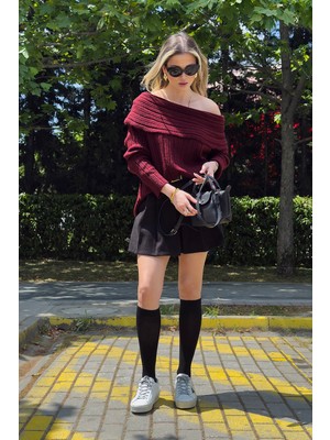 Lela Oversize Fit Madonna Yaka Triko Kazak Bayan Kazak 4615216