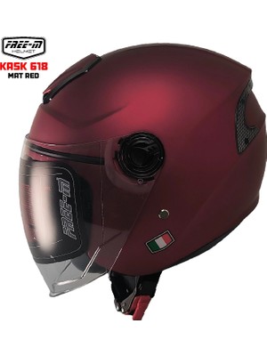 Free-M 618 Yarım Kask Mat Kırmızı(Güneş Vizörlü)