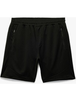 Cepli Detaylı Straight Fit Beli Lastikli Spor Şort