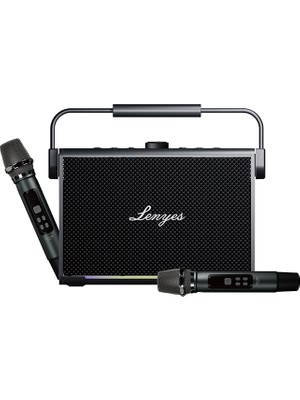 Lenyes Titan 2 Serisi Rgb Işıklı Çift Mikrofonlu Tws Bluetooth Speaker Hoparlör V5.3 5000MAH Siyah