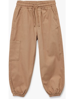 Pamuklu Gabardin Beli Bağcıklı Kargo Cepli Jogger Pantolon