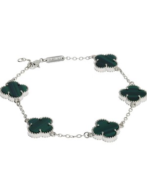 Kadın Koyu Yeşil Renk Yonca Model Çelik Bileklik