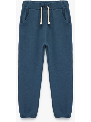 Pamuklu Waffle Dokulu Beli Bağcıklı Jogger Eşofman Altı