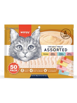 Wanpy Karışık 4 Lezzetli Krema Kedi Ödülü 50*14 gr RAC-MİX